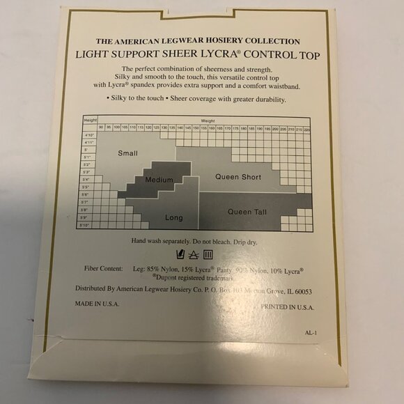 American Legwear Control Top Beige Pantyhose Size Medium New Vintage - Picture 4 of 6